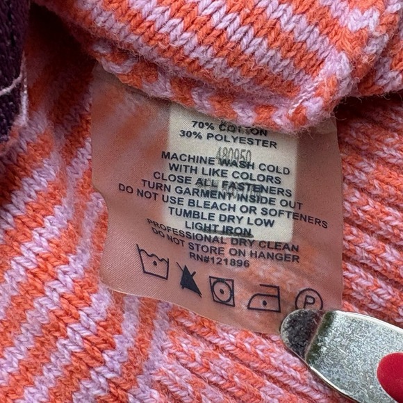 Title Nine Full Zip Ski Sweater Colorful Knit Mock Neck Pink Women's Size Medium - Picture 7 of 13